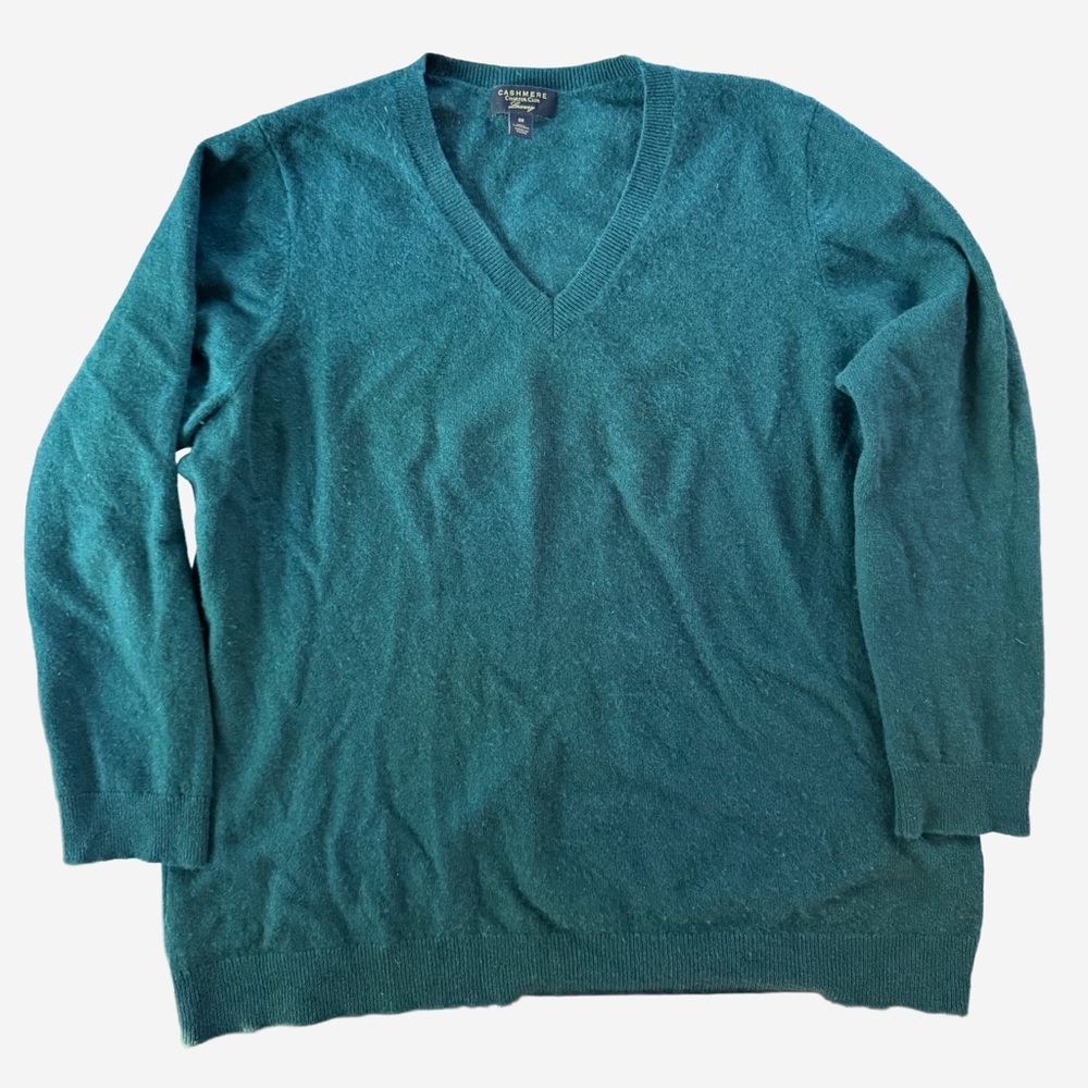 Charter Club Women's Green 100% Cashmere V-Neck Sweater 3X / Plus Size Knit